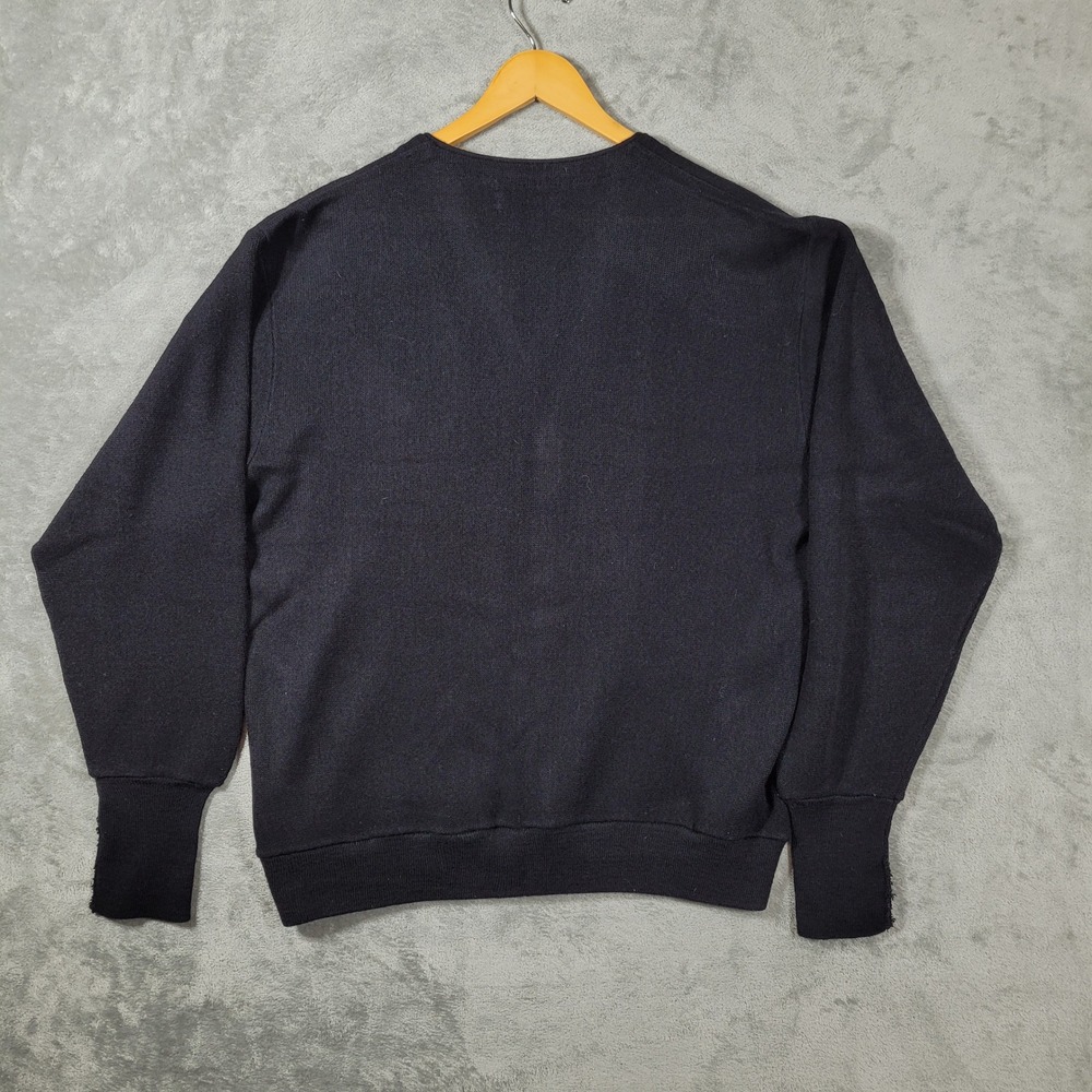 Vintage Izod Cardigan Sweater XL Black Button Up Crest Acrylic Preppy Grandpa - Picture 2 of 8